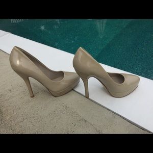 ALDO Size 7 Platform Patent Leather Nude Heels